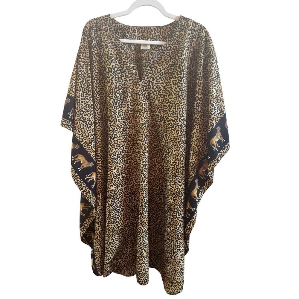 Vintage Rima Leopard Print Women's One Size Kaftan Cheetah Pattern On Sleeves